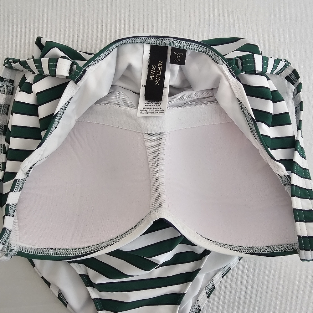 Nip Tuck Green White Stripe One Piece Swimsuit Si… - image 7